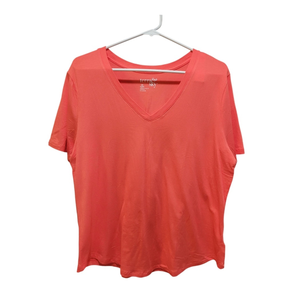 Terra & Sky Salmon V-Neck Tee 0X 14W - Picture 1 of 11